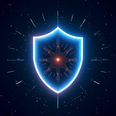 データの安全性とプライバシーを象徴する抽象的なシールド